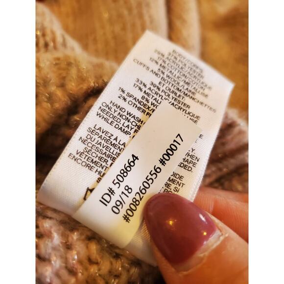 Express Fair Isle Sweater Puff Sleeve Knit Burgundy Beige Pullover - Picture 8 of 8